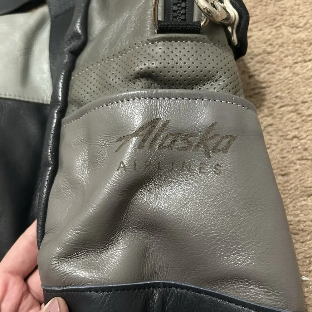 Mariclaro Re-Purposed Alaska Airlines Seat Covers Boeing 737 Duffle Bag Leather